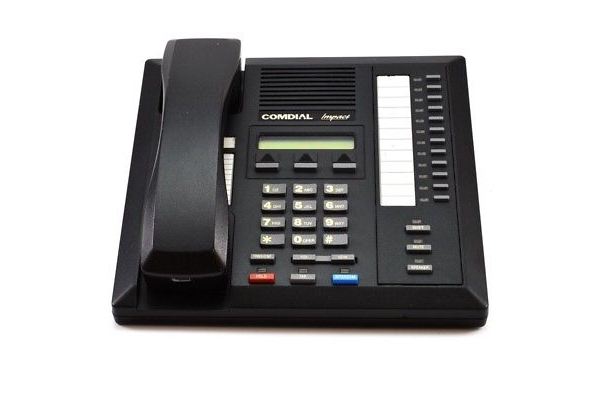 Comdial Impact SCS 8412F-FB Flat Black 12 Button Digital Telephone with Full Dup 